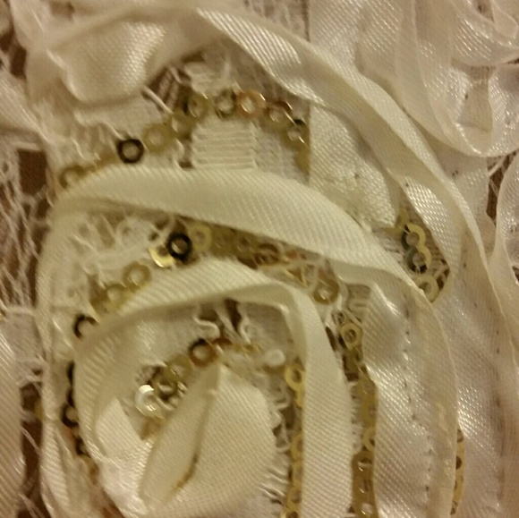 Sz 10 cream colored evening, wedding or prom dress - Picture 3 of 6